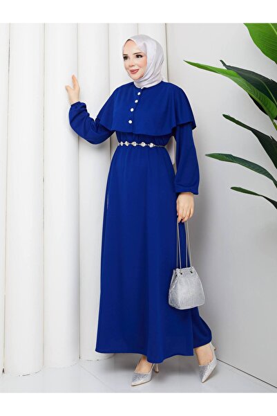 RE & MA FASHIONWEAR Crepe Dress with Crystal Belt and Stone Button Detail, Bo...