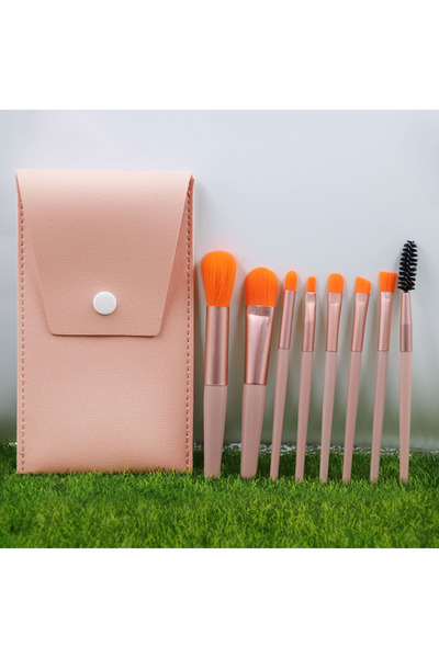 Choice11 حقيبة فرش وردية اللون من البولي يوريثان، مجموعة فرش مكياج صغيرة مكون...