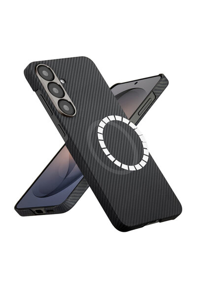 Techsuit Θήκη Samsung Galaxy S26 MagSafe από ίνες αραμιδίου, Μαύρη