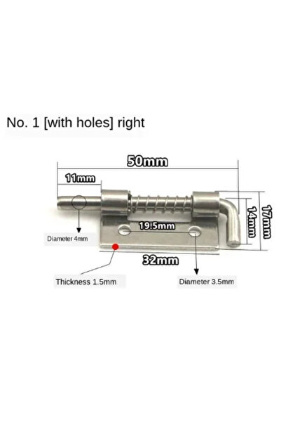 Choice9 1-hole-R Stainless steel Spring Loaded Metal Security Barrel Bolt Lat...