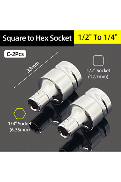 Choice20 محول من قطعتين C-2، مقاس 1/4 بوصة، 3/8 بوصة، 1/2 بوصة، من محرك مربع ...