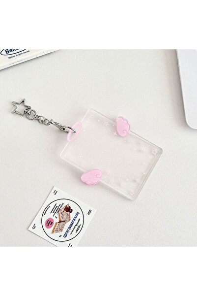 Choice1 حامل بطاقات كيبوب وردي اللون، سلسلة مفاتيح، غلاف شفاف من أكريليك، حام...