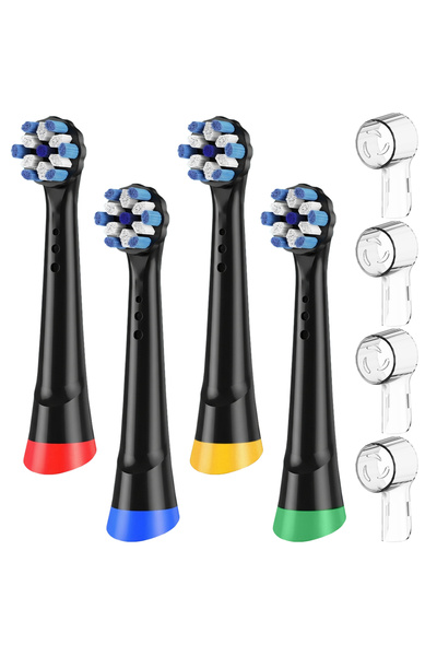 Choice3 ٤ رؤوس فرشاة بديلة سوداء وشفافة، و٤ أغطية مقاومة للغبار لرؤوس فرشاة ا...