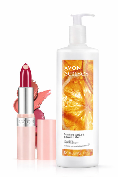 AVON Hydramatic Pırıltılı Ruj - Carmine ve Senses Orange Shower Gel 720ml