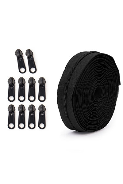 Choice1 322-أسود 1 مجموعة = سحاب 4.5 متر + 10 رؤوس سحاب بلاستيكية، 20 لونًا ا...