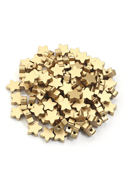 choice2 50 قطعة من الخرز الخشبي الطبيعي الذهبي اللون، مقاس 15 مم، على شكل نجم...