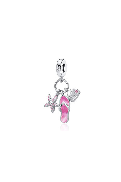 Choice36 B3292 NEW 925 Silver European Pink Cake Bag Flower Heart Dress Penda...