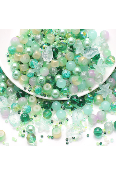 Choice7 light green Austria Crystal Glass Beads 45g Mixed Color & Size & Shap...
