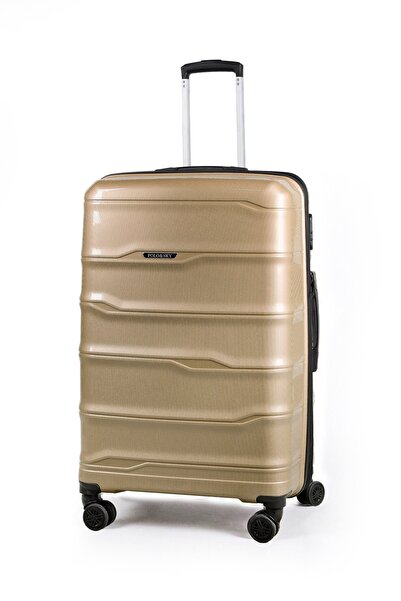 POLO&SKY Azra Model Gold PP Polipropilen Kırılmaz Büyük Boy Valiz Bavul