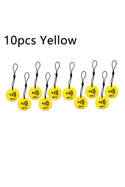 Choice4 10 قطع صفراء من علامة Ntag213 NFC مع حبل، بتقنية RFID بتردد 13.56 ميج...