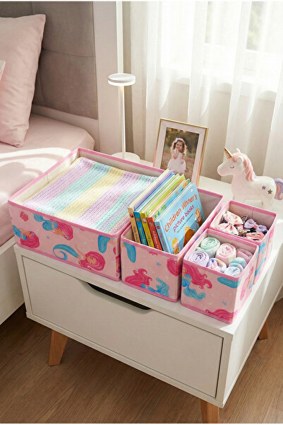 homyjr's Homyjr’S 4-Piece Mermaid Patterned Pink Drawer Organizer Set