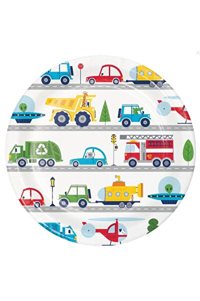 Creative Converting Transportation Time Dinner Plates 8.75" 8ct