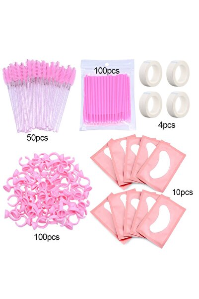 choice2 مجموعة أدوات تمديد الرموش الوردية المكونة من 264 قطعة: فرش رموش دقيقة...