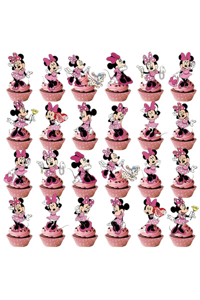 choice2 مجموعة مختارة من 24 قطعة لتزيين الكيك والكب كيك بتصميم ميني، زينة عيد...