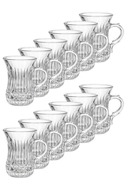 ALQANNAS 12 Pieces Crystal Tea Glass Set With Design