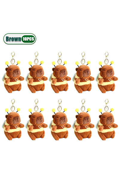 Choice4 بني - 10 قطع من قلادات الكابيبارا الكرتونية اللطيفة، رسمة كابيبارا، أ...