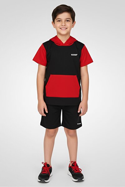 HIND Kids Boy 2 Pieces Brand Logo Hoodie And Shorts Set, Multicolor