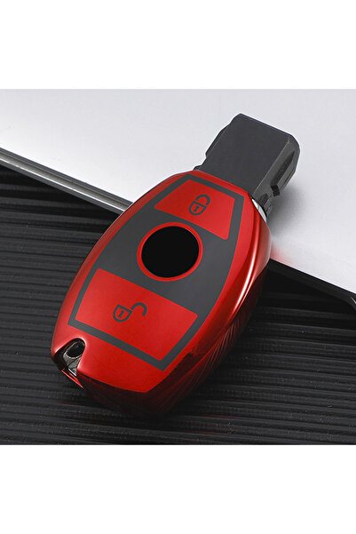 Choice7 red 2 buttons Soft TPU Car Remote Key Case Cover Fob for Mercedes Ben...