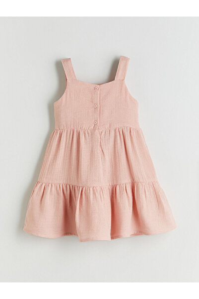 LC Waikiki Vizyon New Season Square Collar Bow Detailed Girls' Muslin Dress