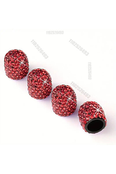 choice2 4pcs-Red Diamond Crystal Motorcycle Car Tire Valve Caps 4/2pcs Shinin...