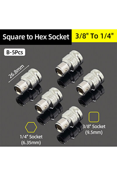 Choice17 B-5 قطع محول من محرك مربع 1/4 بوصة، 3/8 بوصة، 1/2 بوصة إلى ساق سداسي...