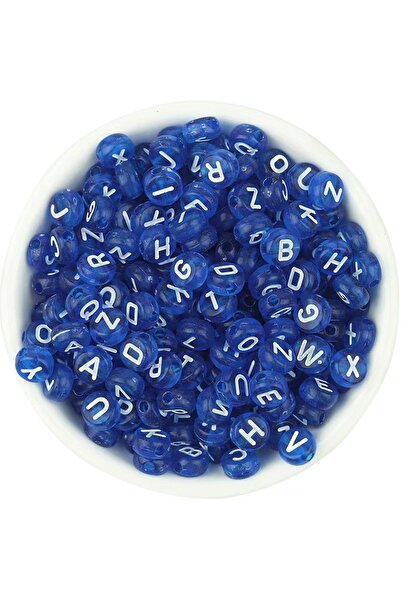 Choice 6.6mm Dark blue 100pcs/Lot Acrylic Oblate Alphabet Beads Colorful Tran...