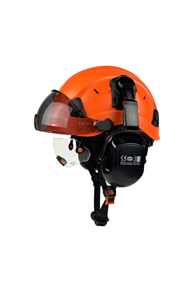 Choice4 Orange A Set CE Safety Helmet w/ Built In Goggles Earmuffs Hard Hat w...