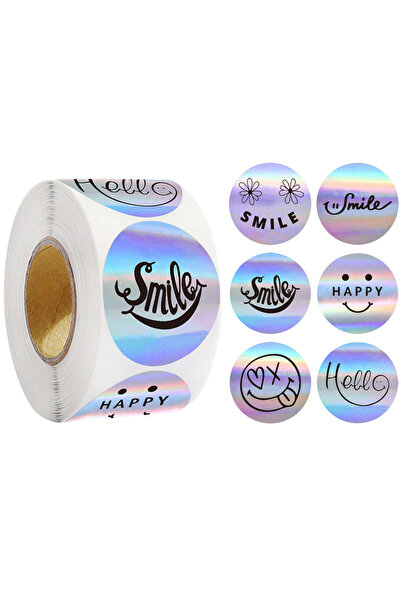 Choice1 W202 500Pcs/Roll Happy Yeah Funning Expression Laser Stickers 2.5cm/1...