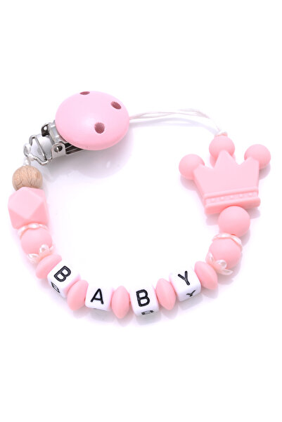 choice2 مشابك لهاية وردية اللون بتصميم تاج للمواليد الجدد، سلاسل لهاية سيليكو...