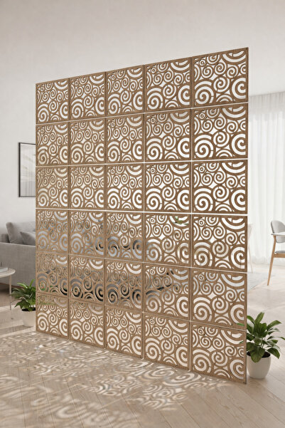 DekorasyonLazer Lazer Kesim Ahşap Seperatör, Ev ve Ofis İçin 35x35 cm Modüler...