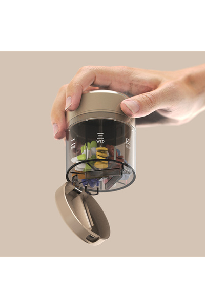 choice2 علبة تخزين أدوية قهوة تدوم 7 أيام، علبة حبوب أسبوعية محمولة، حامل أقر...