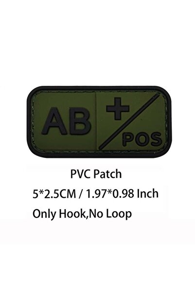Choice13 35-Green AB POS Small Patch with Hook,PVC Blood Type A B AB O POS NE...