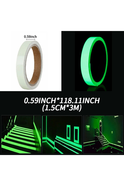 Choice1 شريط لاصق فلورسنت مضيء ليليًا، 1.5 سم × 3 م، ذاتي اللصق، يتوهج في الظ...