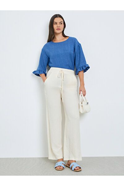 Take Two By Styli Women White Drawstring Waist Straight Leg Pants