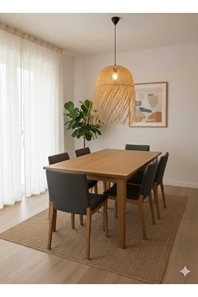 Delf YAPI Adolf Tekli Rattan Modern Tasarım Hazeran Avize Oturma Odası Bambu ...