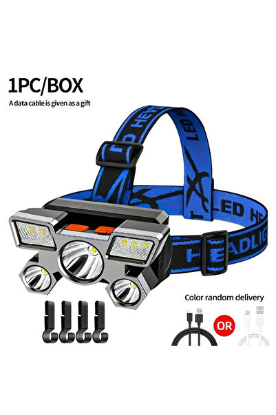 choice2 Blue with hook Powerful Rechargeable Head Flashlight for Fishing 5 LE...