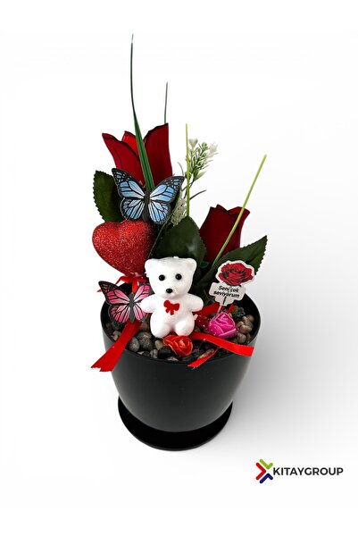 KıtayGroup Sevgililer Günü ve Anneler gününe Hediye Dekoratif Saksıda Çiçek A...