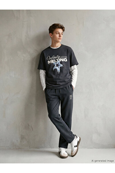 LC Waikiki Rmz Gi̇yi̇m Farkiyla Printed Boys' Sweatpants