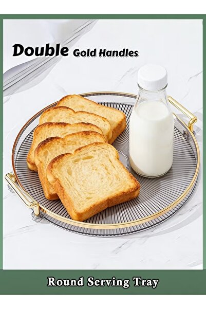 Generic Multi-Use Serving Tray 27cm Round Serving Tray with Handles Acrylic F...