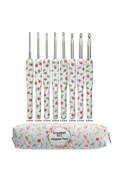 choice2 مجموعة إبر حياكة من نوع 4، خطافات خياطة كرتش بمقبض سيراميك، خطافات كر...