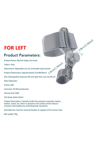 Choice قطعة واحدة لتصحيح إبهام القدم الأيسر (الورم) - دعامة للقدم لتصحيح زاوي...