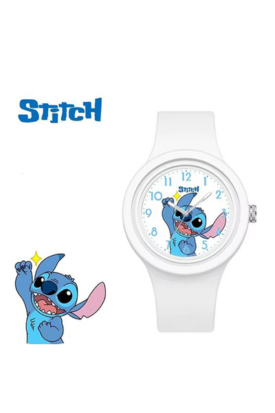 Choice1 ساعة أطفال بيضاء جديدة بتصميم ستيتش، مناسبة للبنات، بسوار سيليكون، سا...