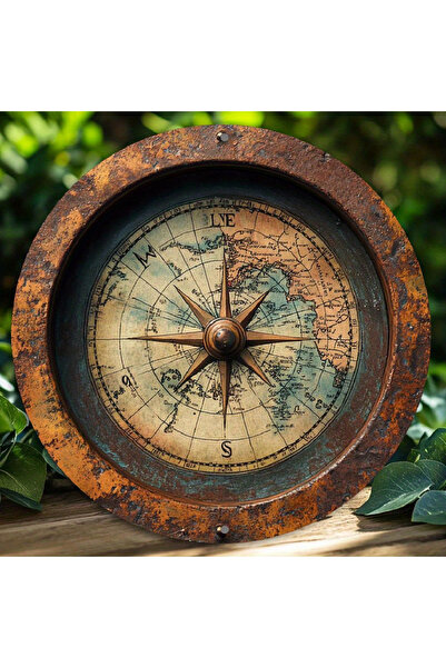 Choice1 20cmX20cm 5 8in 2D Wooden Flat Disc Nautical Compass Sailor Career Wo...