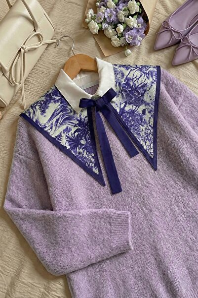 InStyle Patterned Purple Satin Collar