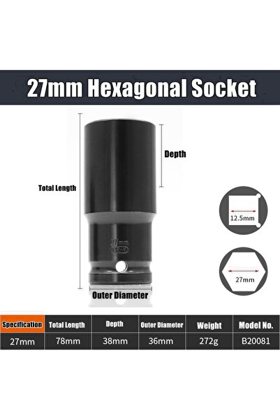 Choice9 مفتاح ربط عميق التأثير مقاس 27 مم (1/2 بوصة) من سكيت درايف، مفتاح ربط...
