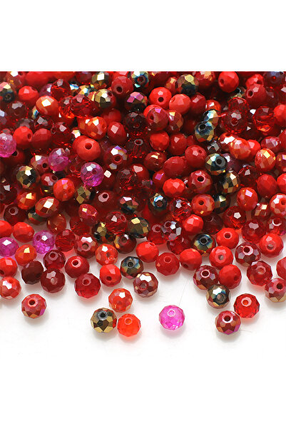 Choice5 05Hong 200Pcs/Lot 6MM Mixed Crystal Glass Faceted Loose Spacer Round ...