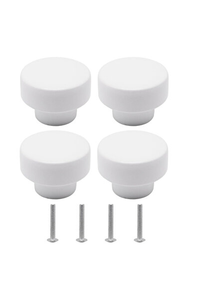 Choice 4Pcs White Round Wood Drawer Knobs , 35mm Pull Knobs with Screws - for...