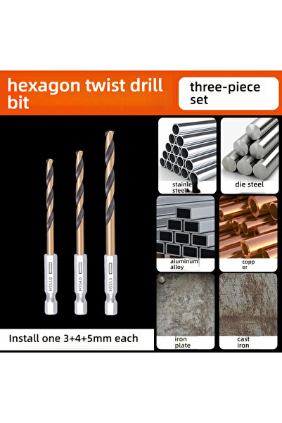 Choice15 Hexagonal 3 4 5mm 3pcs Hex Shank Twist Drill Bits - Cobalt Alloy for...