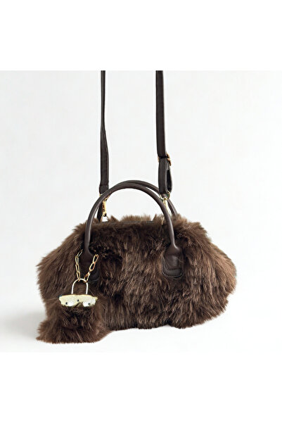 SÜYA Çanta & Kemer Kadın Bebek Cüzdanlı Kürk Peluş Kumaşlı El ve Omuz çantası