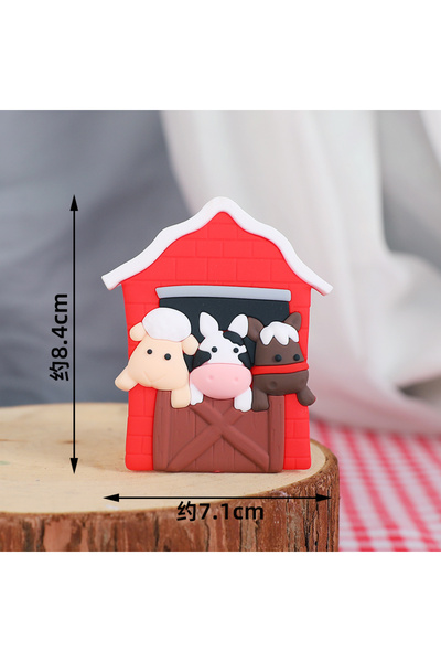 Choice15 الحجم كما هو موضح. زينة كعكة حفلة ريفية على طراز الحظيرة، تتضمن بقرة...